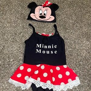 Minnie Mouse One Piece Swimsuit with Swim Cap